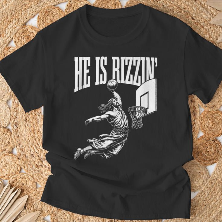 He Is Rizzin Jesus Basketball Meme T-Shirt Gifts for Old Men