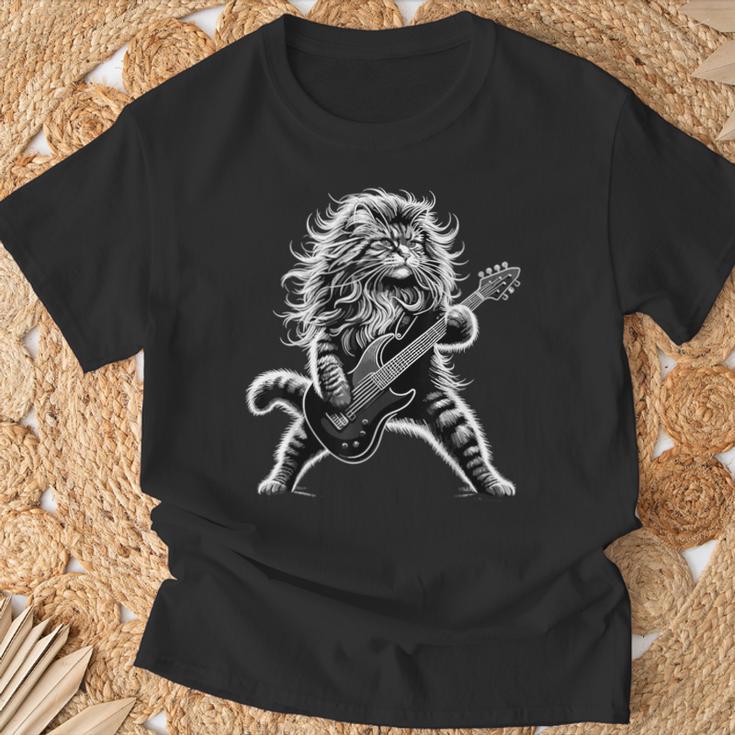 Rock And Roll Cat Playing Guitar T-Shirt | Mazezy