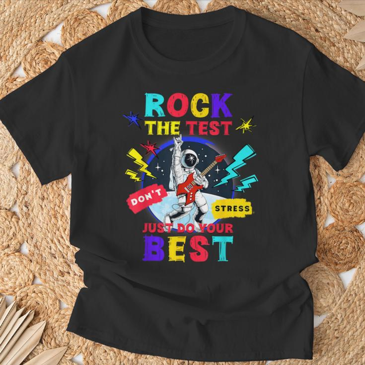 Rock The Test Dont Stress Testing Day 2024 Teachers Students T-Shirt Gifts for Old Men