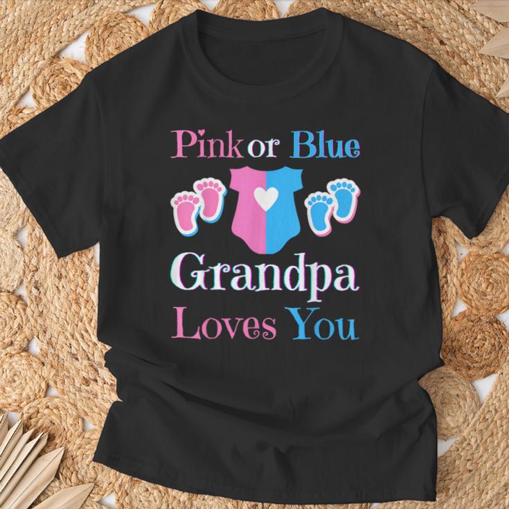 Rosa Oder Blau Opa Liebt Dich Papa Babyparty Geschlecht Enthüllen T-Shirt Geschenke für alte Männer