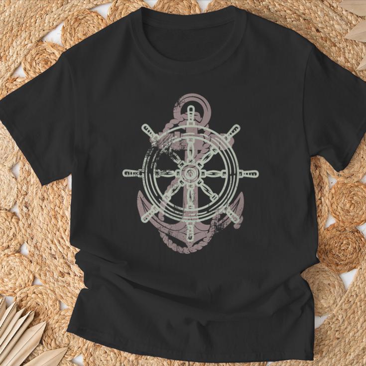 Ruder Anker Steuerrad Segeln Boot Norden Maritimes T-Shirt Geschenke für alte Männer