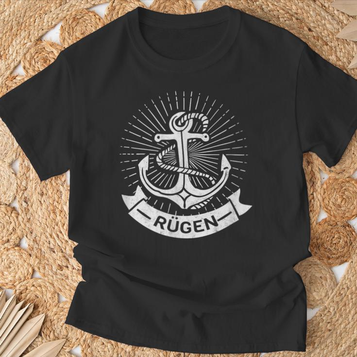 Rügen Rüganer Island Retro Vintage Logo Anchor Idea T-Shirt Geschenke für alte Männer