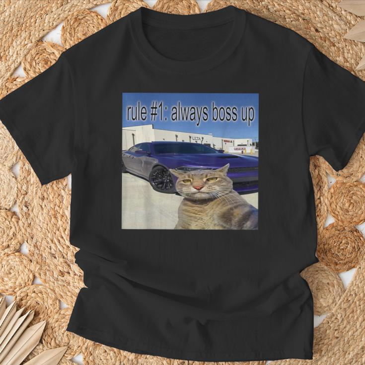 Rule 1 Always Boss Up Cat Meme For Women T-Shirt Gifts for Old Men