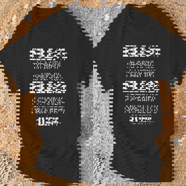 Rules Paramedic Is Always Right Emt T-Shirt Gifts for Old Men