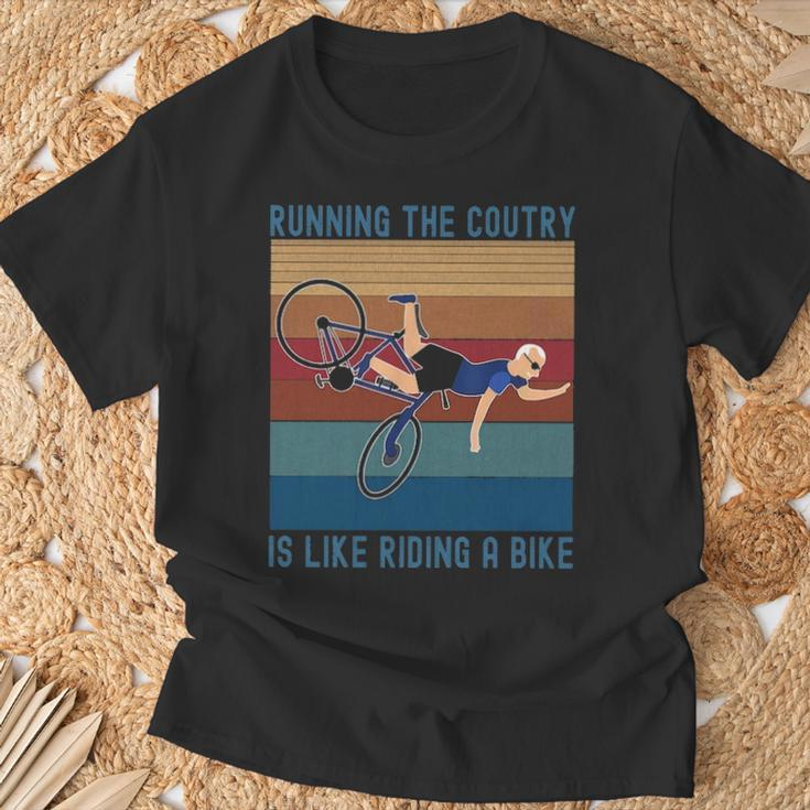 Running The Coutry Is Like Riding A Bike Joe Biden Vintage T-Shirt Gifts for Old Men