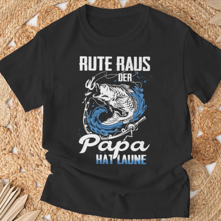 Rute Raus Der Papa Hat Laune Fischer T-Shirt Geschenke für alte Männer