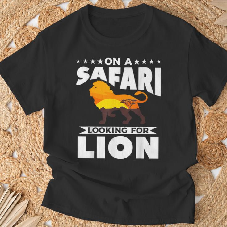 On A Safari Looking For Lion Family Vacation T-Shirt Gifts for Old Men