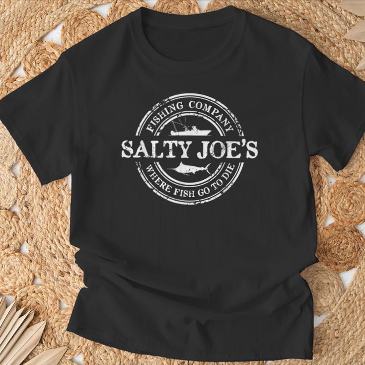 Salty Joes Fishing Boat Logo T-Shirt Gifts for Old Men