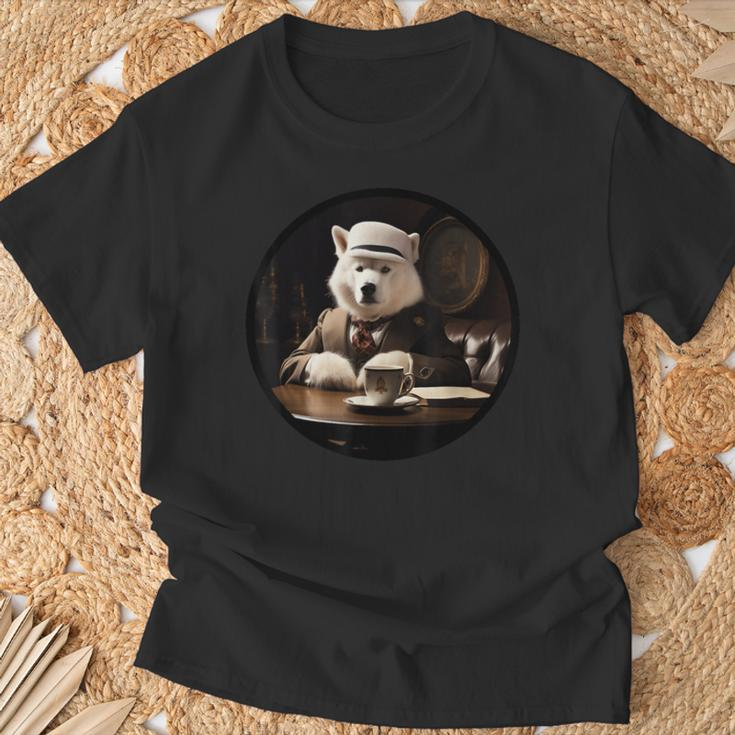 Samojede Englischer Gentleman Lustiger Hund Viktorianisch T-Shirt Geschenke für alte Männer