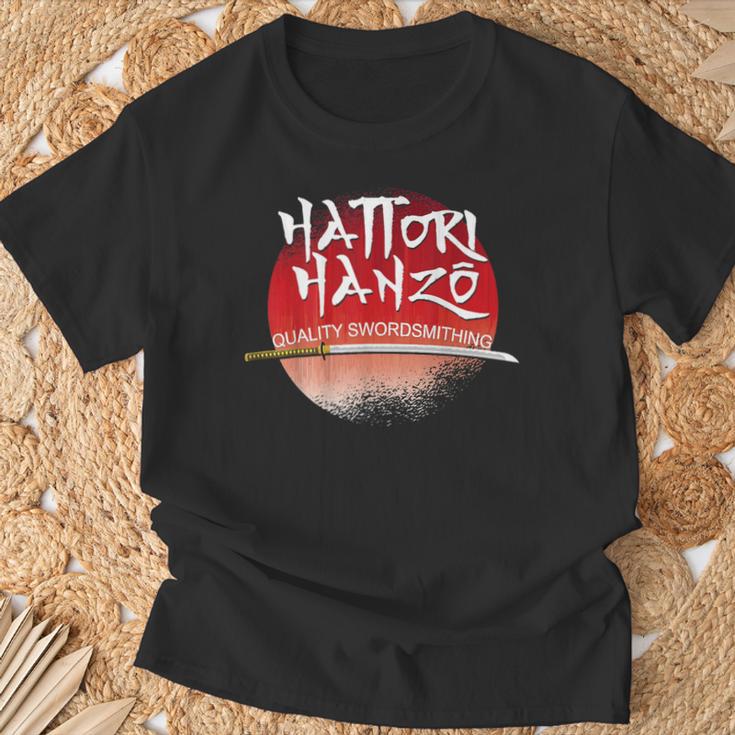 Samurai Warrior Katana Sword Hattori Hanzo Ninja Back Print T-Shirt Geschenke für alte Männer