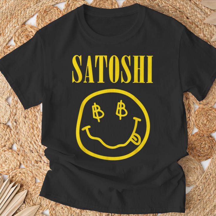 Satoshi Nakamoto Gelbes Lächeln T-Shirt Geschenke für alte Männer