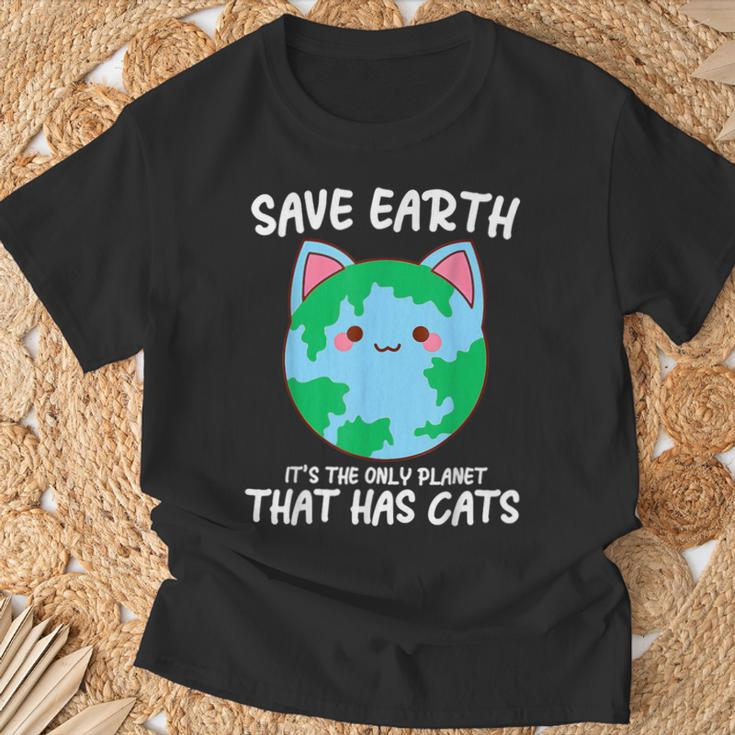 Save Earth It's The Only Planet That Has Cats Earth Day T-Shirt Gifts for Old Men