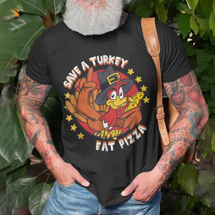 Save A Turkey Eat Pizza Vegan Thanksgiving Costume T-Shirt Gifts for Old Men