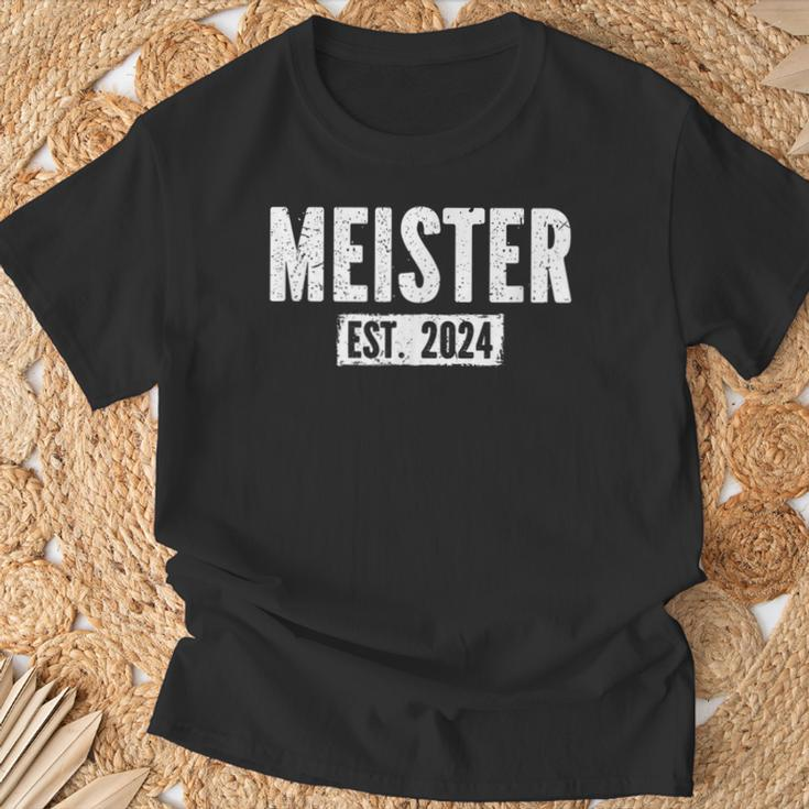Schwarzes T-Shirt Meister EST. 2024, Vintage Schriftzug Design Geschenke für alte Männer