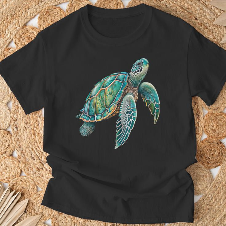 Sea Turtle Beach Lover Ocean Animal Graphic Novelty Womens T-Shirt Gifts for Old Men