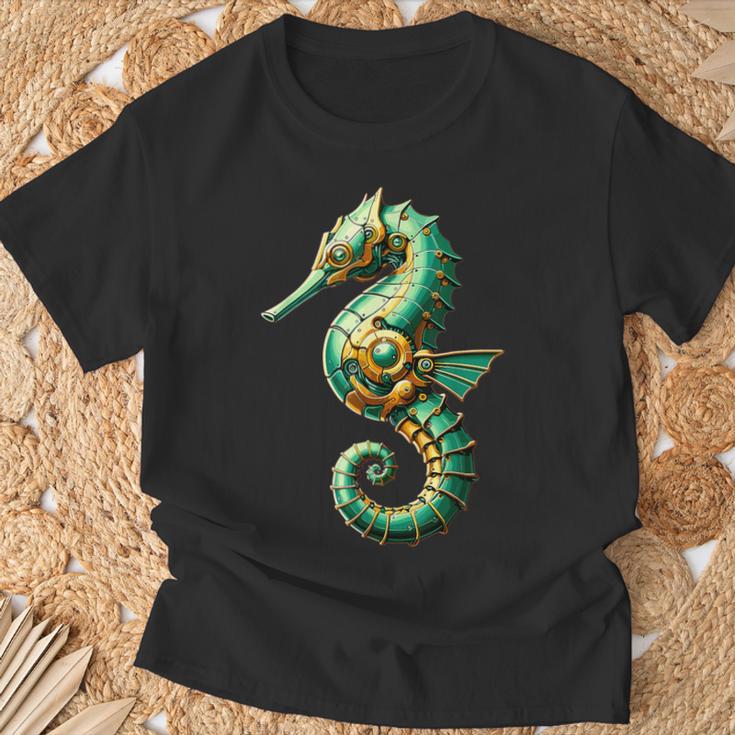 Seepferdchen Hippocampus Roboter In Grünem Gewand T-Shirt Geschenke für alte Männer