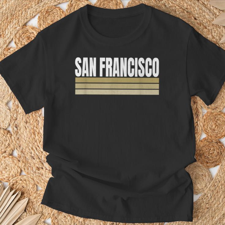Sf Vintage Striped San Francisco Red Maroon San Francisco Ca T-Shirt Gifts for Old Men