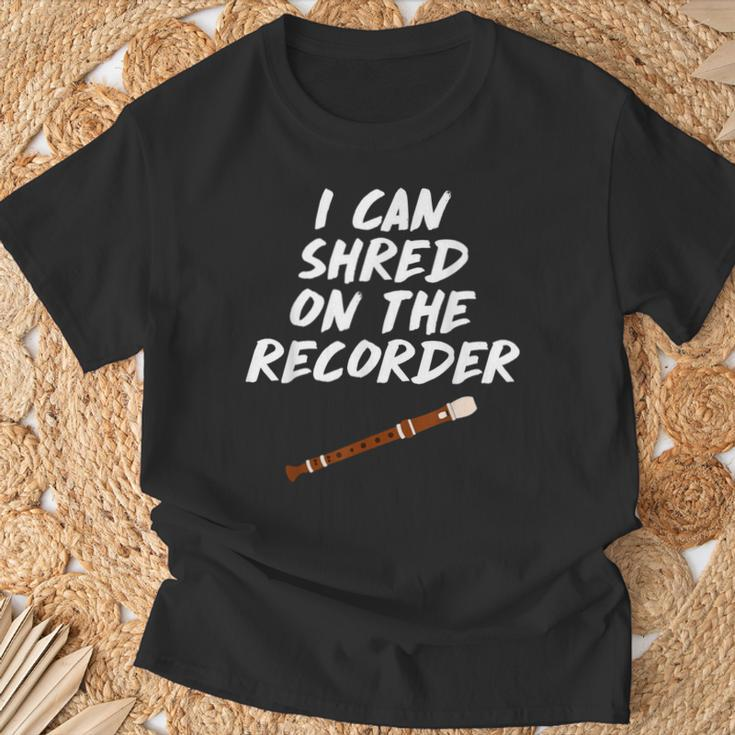 I Can Shred On The Recorder Instrument Flute T-Shirt Gifts for Old Men