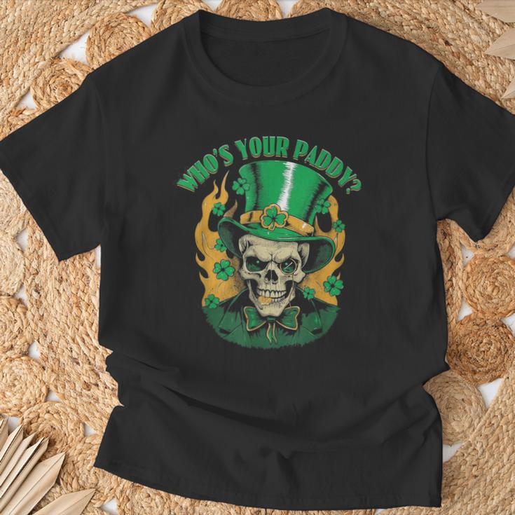 Skull Vintage Retro Who’S Your Paddy St Patrick's Day T-Shirt Gifts for Old Men