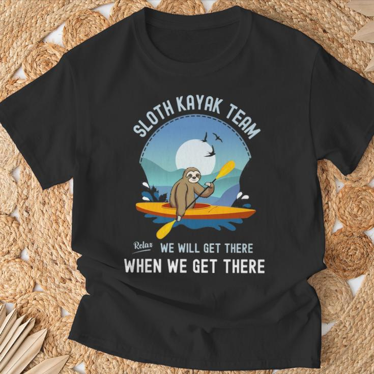 Sloth Kayak Team We Will Get There When We Get There T-Shirt Gifts for Old Men