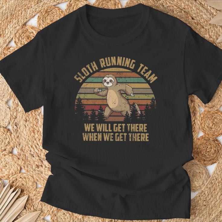 Sloth Running Team Vintage T-Shirt Gifts for Old Men