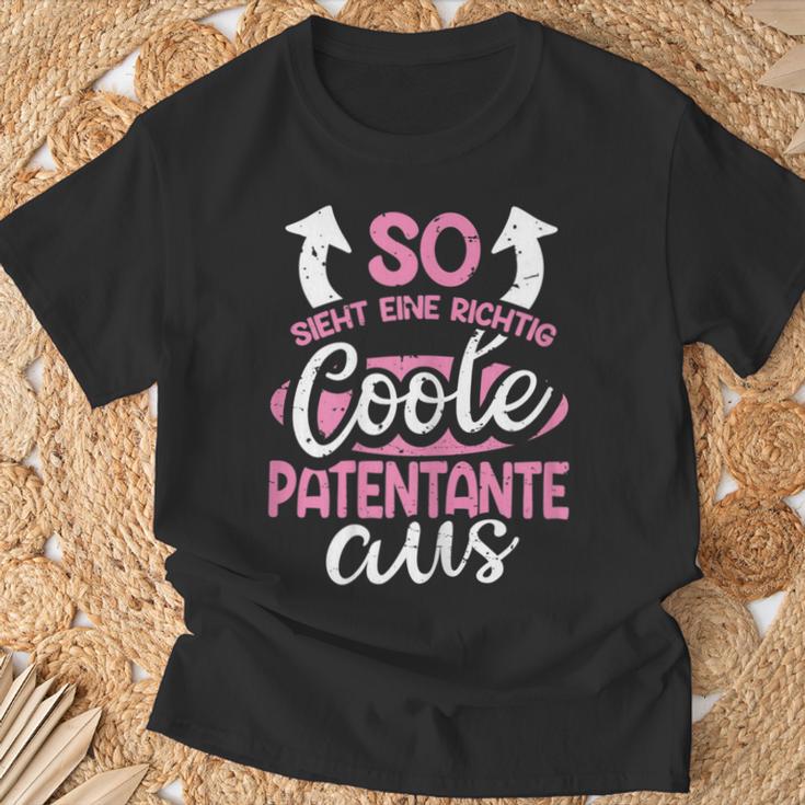 With So Ssieht Eine Richtig Coole Patentante Aus Süßn T-Shirt Geschenke für alte Männer