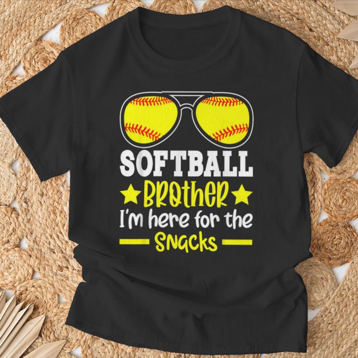 Softball Brother I'm Just Here For The Snacks Retro T-Shirt Gifts for Old Men