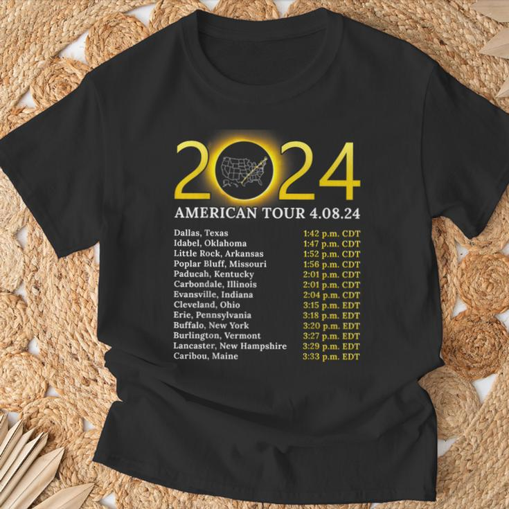Solar Eclipse 2024 American Tour 2024 Totality Total Usa Map T-Shirt Gifts for Old Men