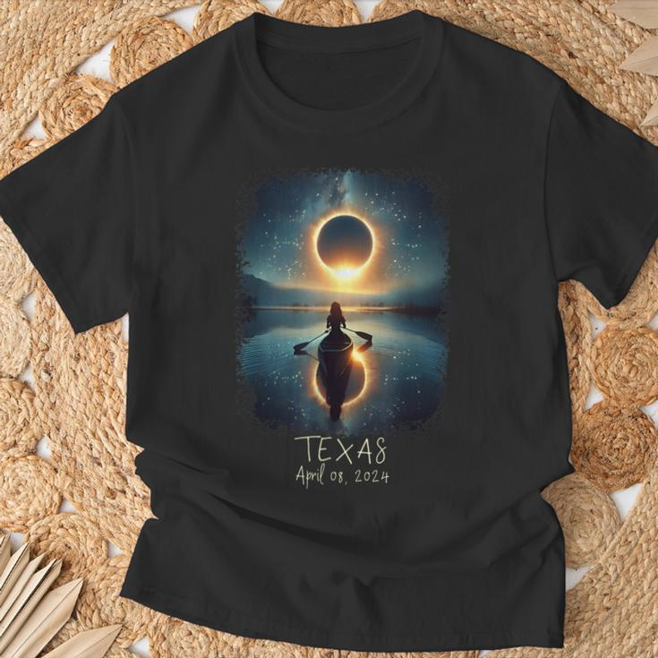 Solar Eclipse 2024 Lake Reflections Texas Solar Eclipse T-Shirt Gifts for Old Men