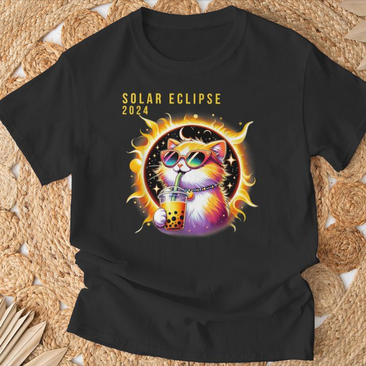 Solar Eclipse April 8 2024 Astronomy Kawaii Cat Lover T-Shirt Gifts for Old Men