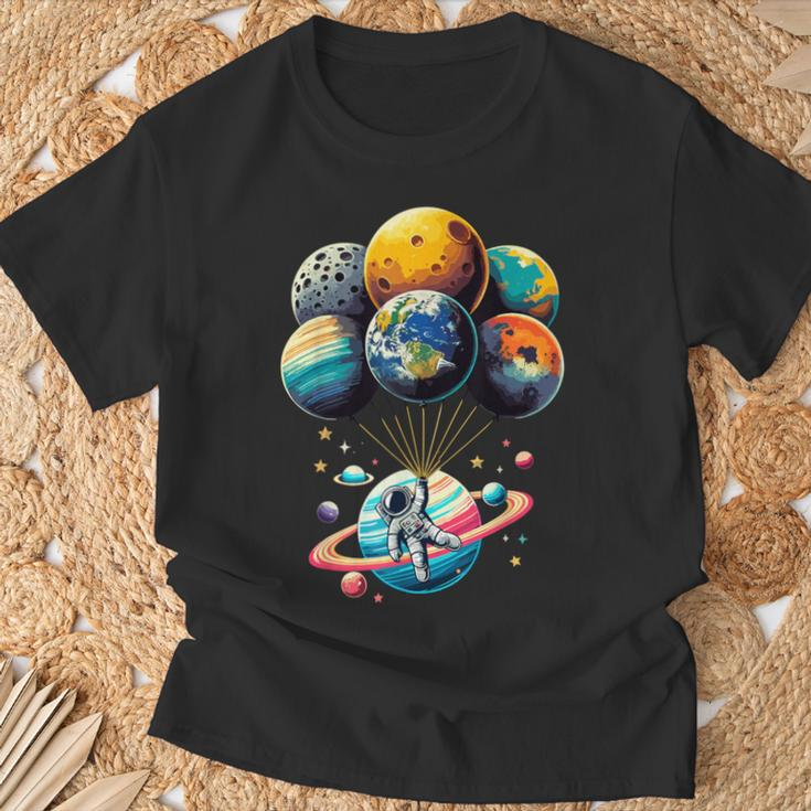 Solar System Astronaut Holding Planet Balloons Space T-Shirt Gifts for Old Men