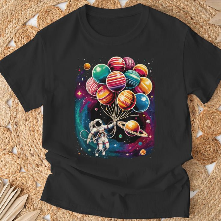 Solar System Astronaut Holding Planet Balloons Stem T-Shirt Gifts for Old Men