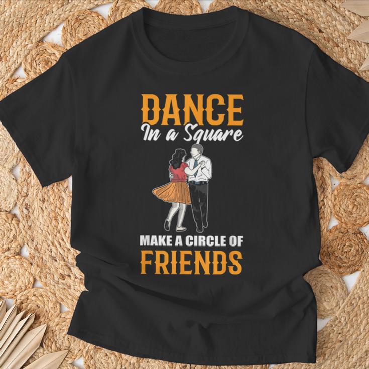 Square Dance Tanz In Einem Quadrat Bilde Einen Freundeskreis German T-Shirt Geschenke für alte Männer