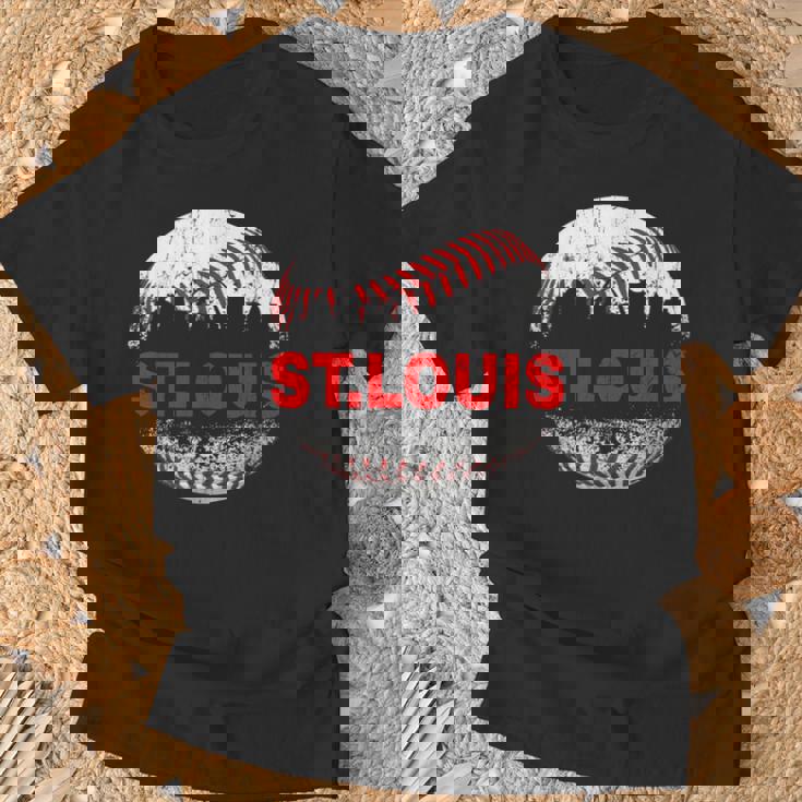 St Louis Souvenir Baseball City Downtown I Love St Louis T-Shirt Gifts for Old Men