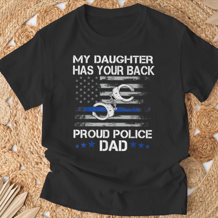 Stolzer Papa Eines Police Officer – Thin Blue Line Geschenk T-Shirt Geschenke für alte Männer