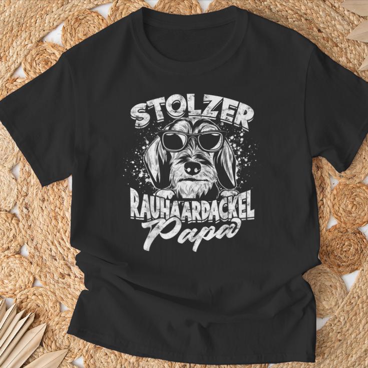 Stolzer Rauhaardackel Papa Herrchen Dogs Dachshund T-Shirt Geschenke für alte Männer