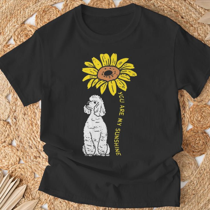 Sunflower Sunshine Poodle Dog Lover Owner T-Shirt Gifts for Old Men