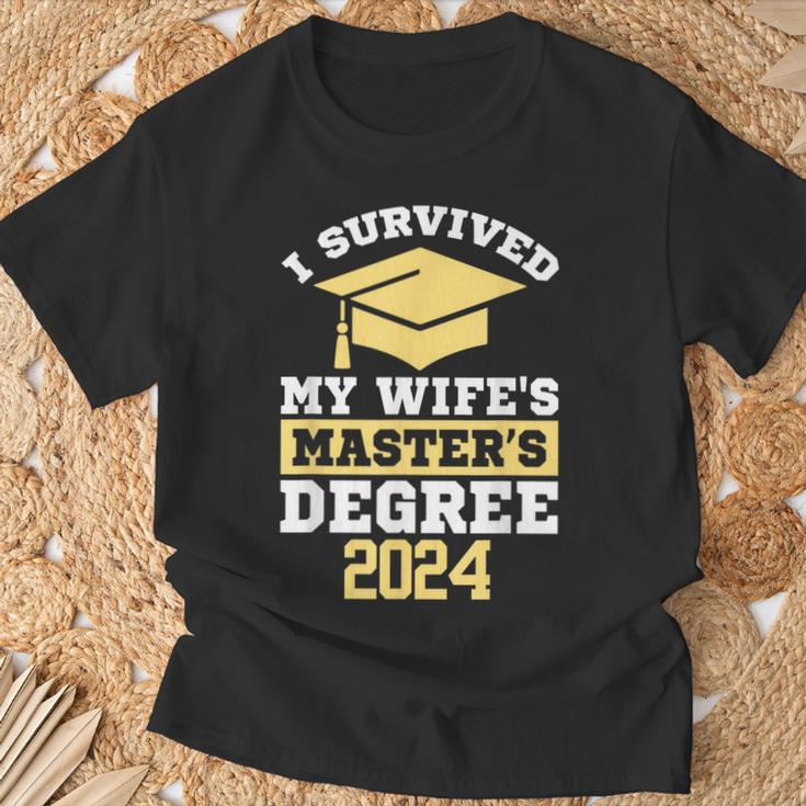 I Survived My Wife's Masters Degree Graduation Class Of 2024 T-Shirt Gifts for Old Men