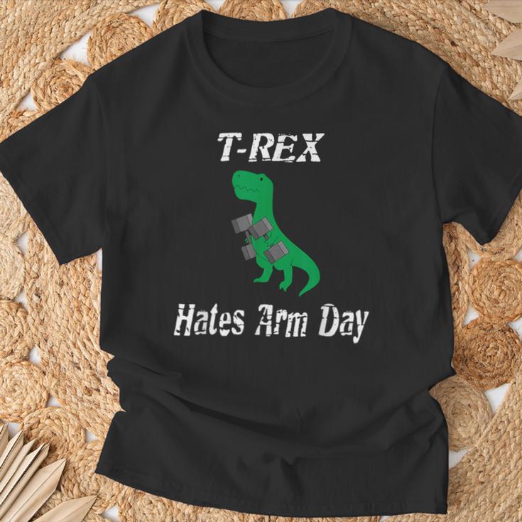 T-Rex Hates Arm Days Humorous Dinosaur Weight Lifting T-Shirt Gifts for Old Men