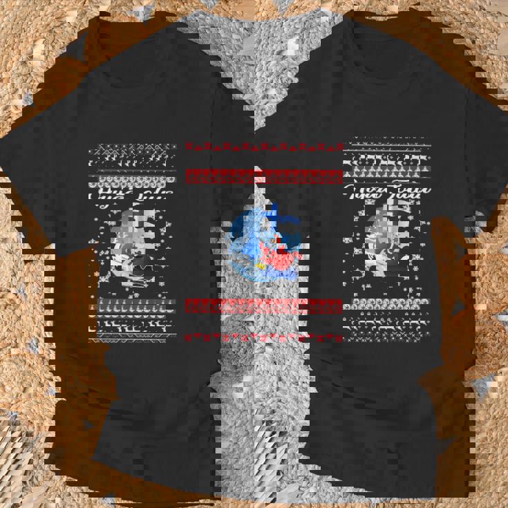 T-shirt Joyeux Noël en Finnois, Motifs de Rennes & Flocons Cadeaux pour les vieillards