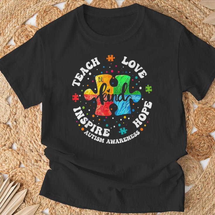 Teacher Autism Awareness Teach Hope Love Inspire T-Shirt Gifts for Old Men