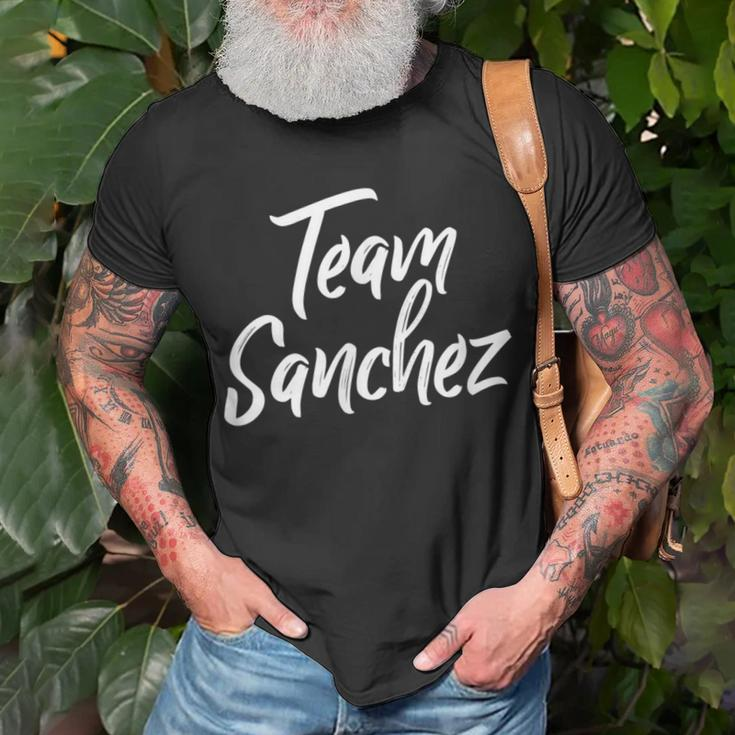 Team Sanchez Last Name Of Sanchez Family Brush Style T-Shirt Gifts for Old Men
