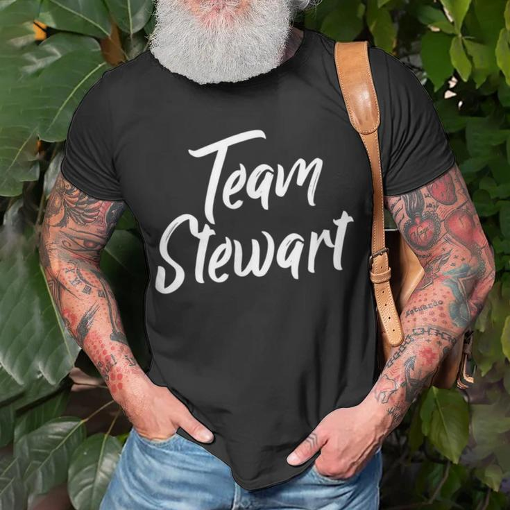 Team Stewart Last Name Of Stewart Family Brush Style T-Shirt Gifts for Old Men