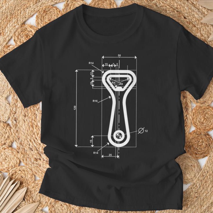 Technische Zeichnung Flaschenöffner T-Shirt Geschenke für alte Männer