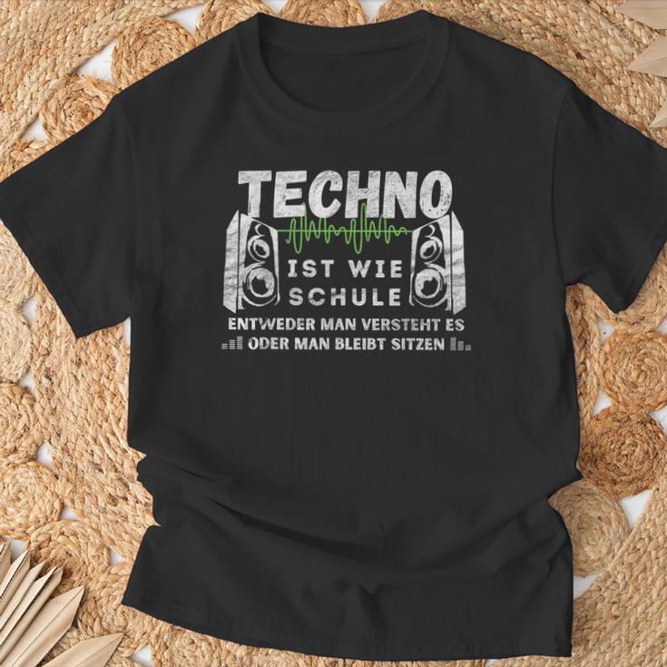 Techno Ist Wie Schule Für Raver Der Goa Techno Loves T-Shirt Geschenke für alte Männer