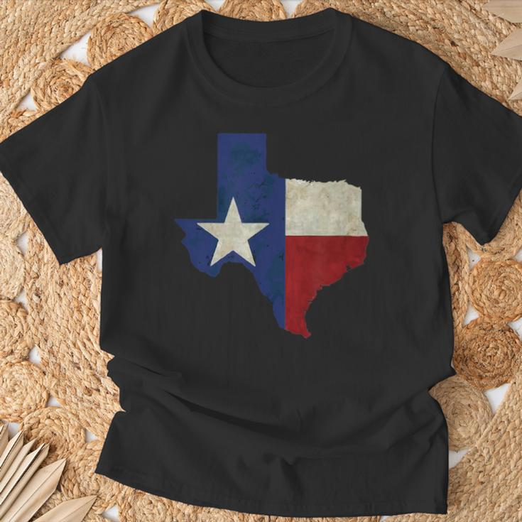 Texas State Map Flag Distressed T-Shirt Gifts for Old Men