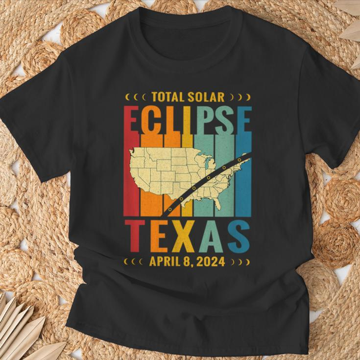 Texas Vintage Path Of Totality Solar Eclipse April 8 2024 T-Shirt Gifts for Old Men