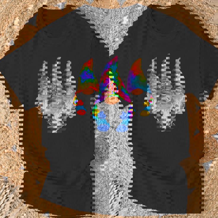 Three Hippie Gnomes Retro Tie Dye Style A Peace Love Gnomies T-Shirt Gifts for Old Men