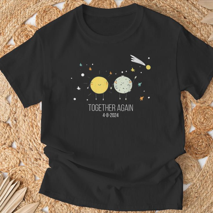 Together Again Retro Sun And Moon Holding Hands Eclipse 2024 T-Shirt Gifts for Old Men