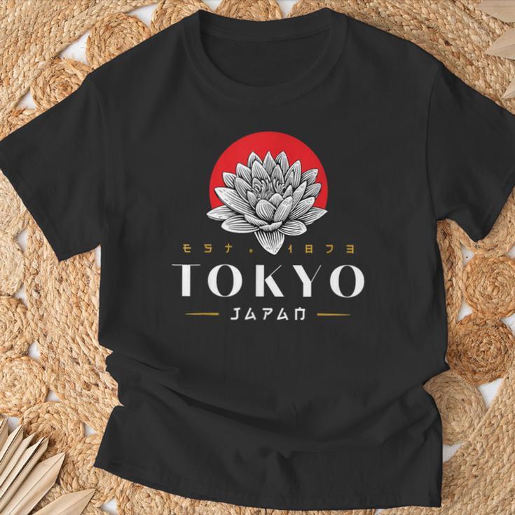 Tokyo Japan Lotus 1873 Vintage Retro Kanji Souvenir T-Shirt Geschenke für alte Männer